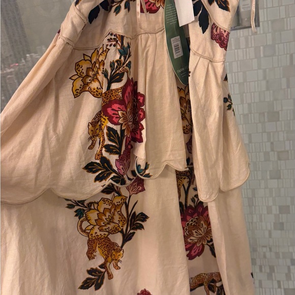 FARM Rio Sand Leopard Flowers Tiered Halter Cutout Midi Dress- XL -New with tags - Picture 6 of 6